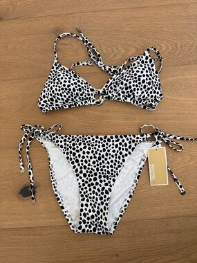 Michael Kors Dalmatian Print String Bikini - Black & White